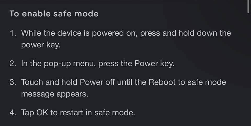 Repornirea telefonului în modul Safe Mode pentru dezinstalarea aplicației malware
