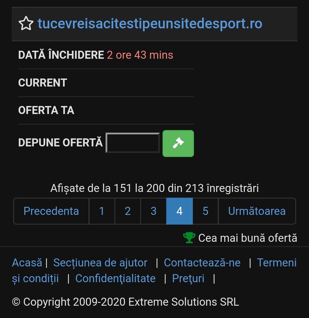 Domenii de internet scoase la licitație de eureg, cu șapte zile rămase