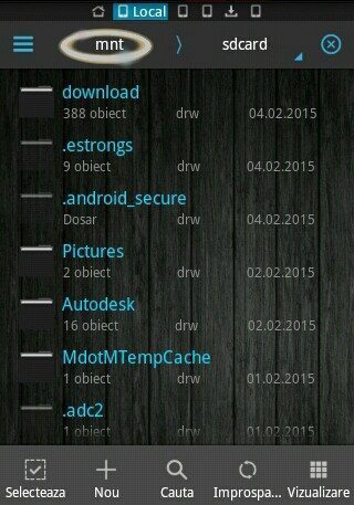 20150204192722.jpg Managerul de fișiere Android deschis în folderul mnt