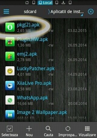 20150204193005.jpg Fișierul apk lipit în folderul Aplicații de instalat
